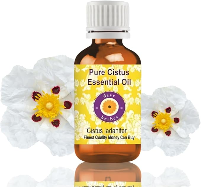 Deve Herbes Pure Cistus Essential Oil (Cistus ladanifer) Steam Distilled 30ml (1 oz)