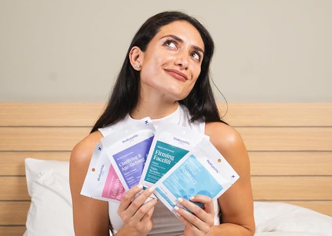 Exotic Rare Ingredient BioRepublic SkinCare Biocellulose Facial Masks | Nature Inspired, Cruelty Free Facial Masks with Botanical Extracts | Hydrates, Brightens, Reduces Redness | Pack of 4