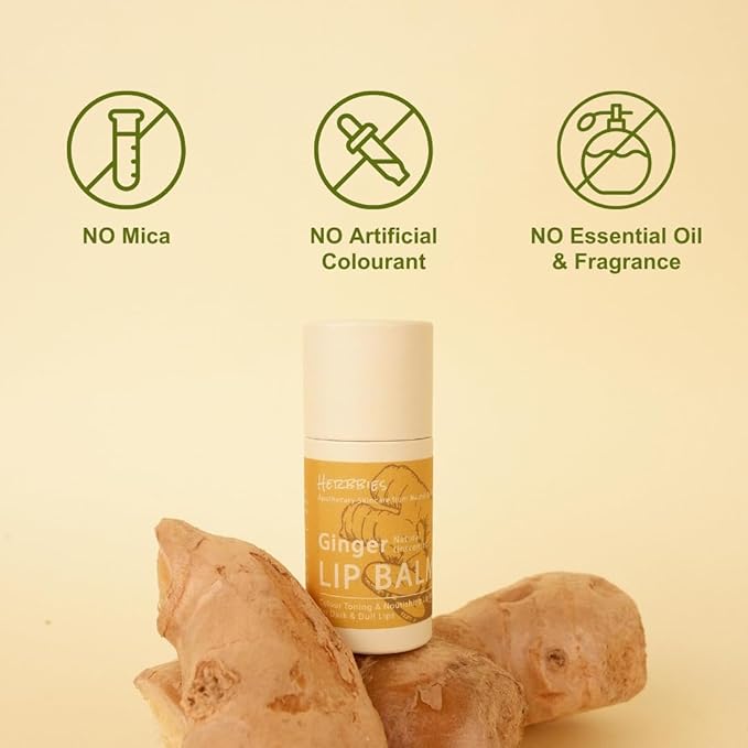 Ginger Lip Balm – Natural Lip Brightening Balm for Pigmented, Dull or Dark Lips – Fragrance-Free, Essential Oil-Free Hydrating Lip Treatment for Sensitive Skin, Eczema-Prone Lips, Adults & Kids (0.17 oz)