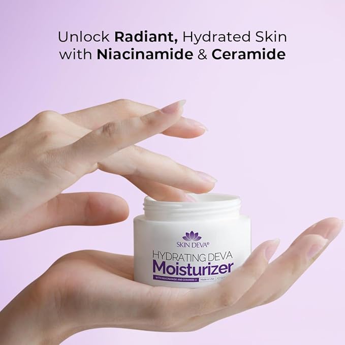 SKIN DEVA Hydrating Moisturizer Cream with Niacinamide & Ceramide Daily Face Cream| Oil Free, Protect, Smooth and Moisturizer, All Day Hydration and Plump Skin, Clean Vegan & Cruelty Free - (2 Fl oz)