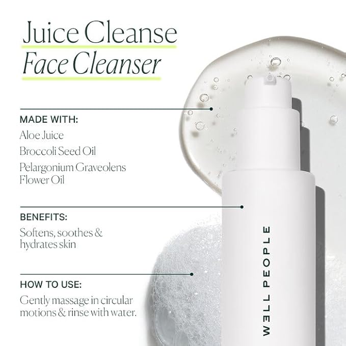 Well People Juice Cleanse Soothing Aloe Face Cleanser, Nourishing Gel-based Cleanser For All Skin Types, Softens & Hydrates Skin, Vegan & Cruelty-free