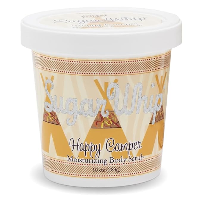 Primal Elements Sugar Scrub, Exfoliating Sugar Whip, Body Cleanser and Moisturizer, Happy Camper, 10-Ounce Package