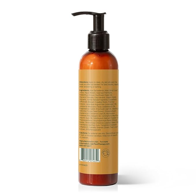 Plant Therapy Amber Cashmere Body Lotion with Aloe & Shea 8 oz Natural Scent with Warm Amber Tones, Deep Moisture for Smooth, Healthy Skin, Enriched with Vitamins and Antioxidants