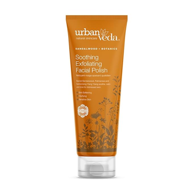Urban Veda Soothing Exfoliating Face Scrub |For Mature & Sensitive Skin |Contains Sandalwood, Clary Sage & Natural Volcanic Pumice|Gentle Face Scrub For Women| For Blackheads | 4.2 Fl oz