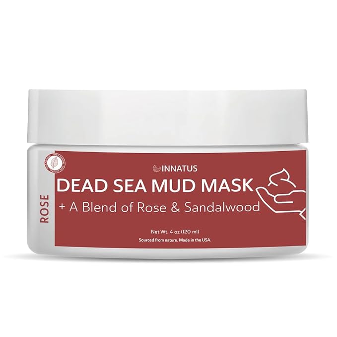 INNATUS Dead Sea Mud Mask with Rose Oil – 4oz Detoxifying & Purifying Face Mask – Infused with Natural Oils for Acne Control & Skin Hydration