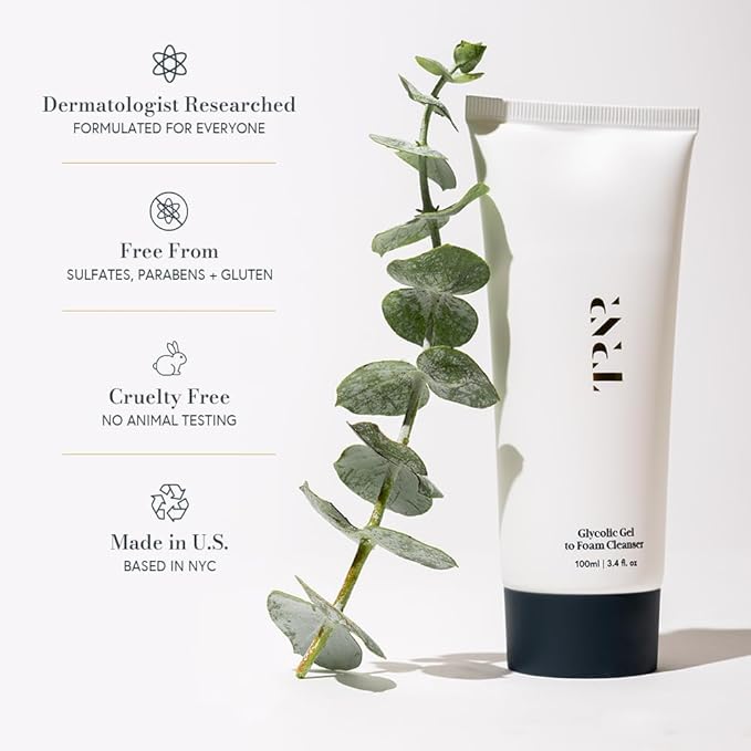 Glycolic Acid Gel To Foam Face Cleanser (100ml/3.4oz) | Foaming & Exfoliating Face Wash| Natural, Plant-Based & Science-First Face Wash for Men & Women | With of Green Tea & Aloe Leaf Extracts