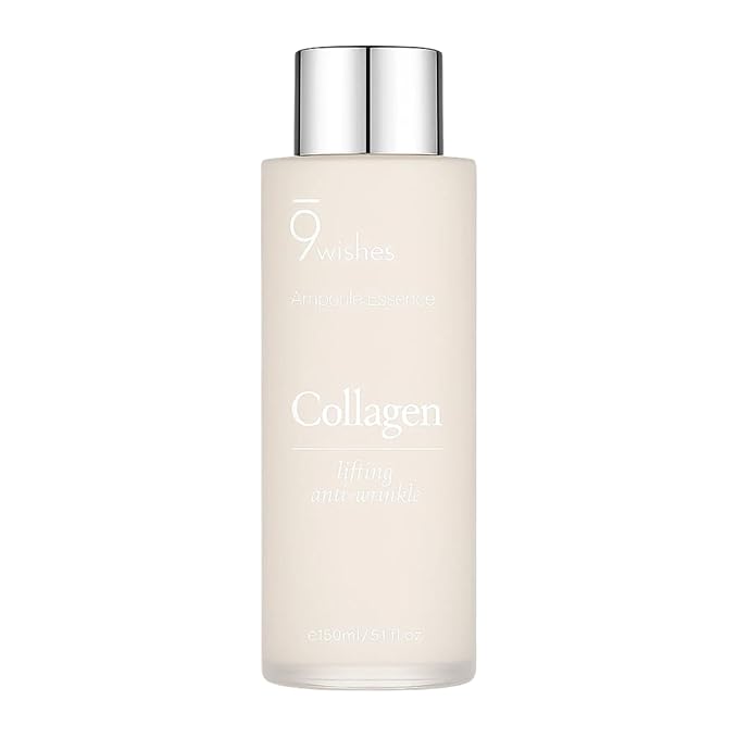 9 wishes Korean Skincare Vegan Collagen Ampule Essence 4.05oz | Lightweight Facial Essence with Vegan Collagen and Coconut Water | Daily Hydration Care - All Skin Types