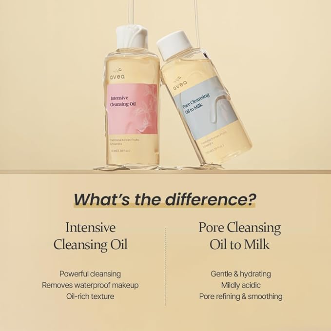 AVEA Pore Cleansing Oil to Milk - Traditional Korean Schisandra Seed Oil | Madecassoside & Asiaticoside | Gentle Hydrating Cleanser for Refining & Smoothing - 3.38 fl oz / 100ml