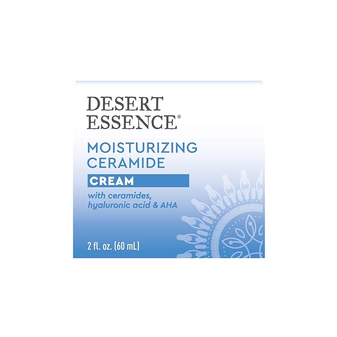 Desert Essence Moisturizing Ceramide Facial Cream 2 fl oz - Vegan, Gluten-Free. Cruelty-Free - Supports Skin's Natural Moisture Barrier - Moisturize and Rejuvenate - Perfect for Sensitive Skin
