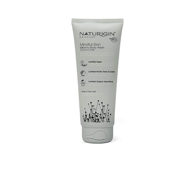 Naturigin Mindful Skin Body Wash - Organic Bath Body Wash for Women Men - Body Care with Certified Organic Aloe Vera, Oat and Bilberry