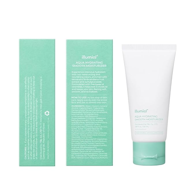 Aqua Hydrating Smooth Moisturizer for Long-lasting Skin Moisture Barrier with Xylitylglucoside & 5 types of Ceramides [Vegan & Korean Skincare] - 1.69 fl. oz.