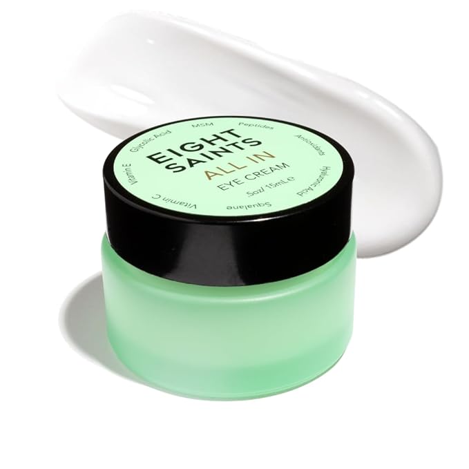 Eight Saints Skin Care All In Eye Cream, Natural and Organic Anti Aging Under Eye Cream to Reduce Puffiness, Wrinkles, and Under Eye Bags, Dark Circles Under Eye Treatment, 0.5 Ounces