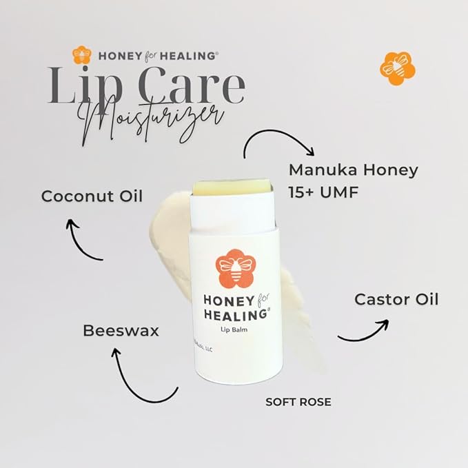 Manuka Honey Lip Balm 15+ UMF – Ultra-Hydrating Formula with Beeswax, Castor Oil & Organic Coconut Oil | 12+ Hour Moisture | Eco-Friendly Recyclable Tube | 0.25 oz / 7 g (Natural)