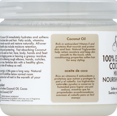 SheaMoisture Body Moisturizer For Dry Skin 100% Extra Virgin Coconut Oil Nourishing Hydration Soften And Restore Skin And Hair 14.5oz