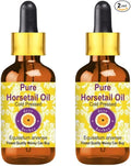 Deve Herbes Horsetail Oil (Equisetum arvense) with Glass Dropper | Cold Pressed | Pure | for Diluting Essential Oils | Hair, Skin & Massage | Non-Sticky | Lightweight | Unisex | 30ml X 2 (2 oz)