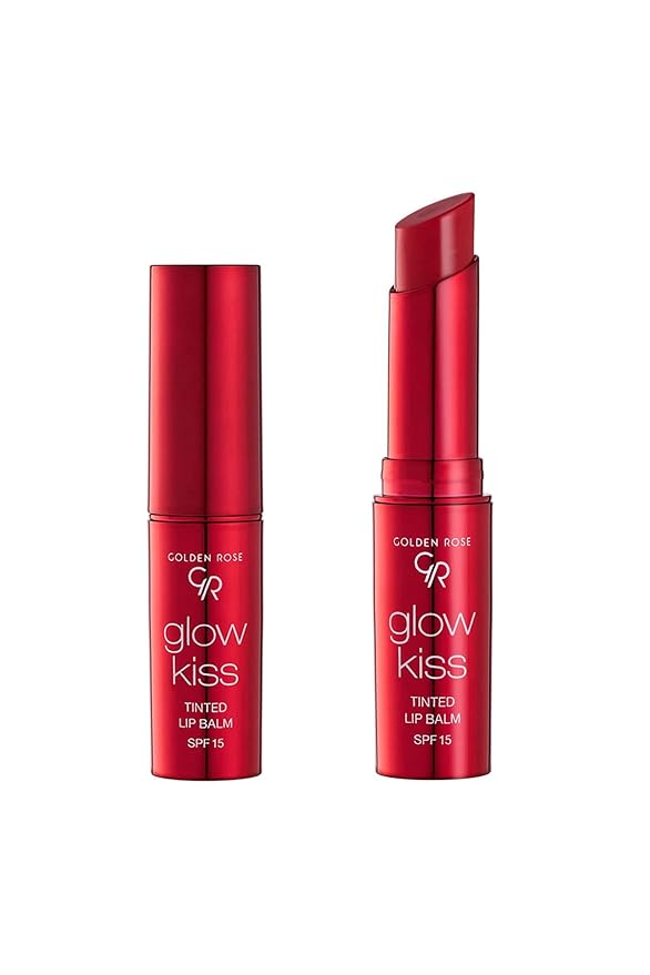 Golden Rose Cosmetics Glow Kiss Tinted Lip Balm with SPF15, Vegan Formula (Strawberry)