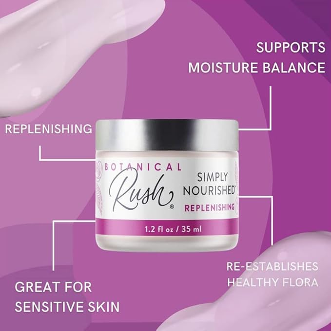 BOTANICAL RUSH Simply Nourished Cream, Squalane from Olives Provide Unique Moisturizing, Enhancing Natural Barrier Function, For All Skin Types, 1.2 Fl Oz Bottle