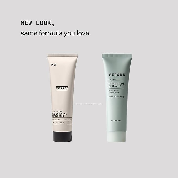 Versed Day Maker Microcrystal Exfoliating Cleanser - Creamy Facial Wash Helps Clear Dead Skin Cells - Microcrystalline, Biodegradable Alternative to Microbeads - Vegan (3 fl oz)