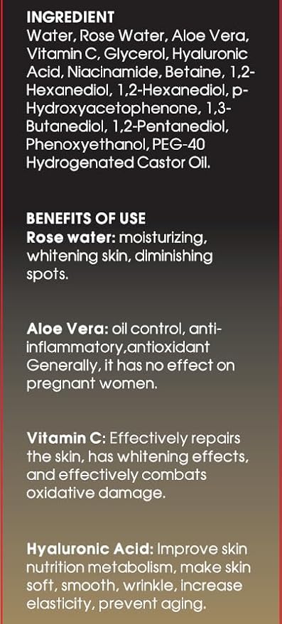 ARABESKS Rose Water Toner Spray for Face with Hyaluronic Acid & Aloe Vera — Hydrating Face Mist, Alcohol-Free, Vegan & Cruelty-Free, Vitamin C, Sensitive Skin, 3.4 oz
