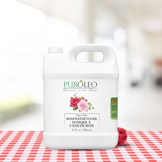 PUROLEO Rose Water 32 Fl Oz/946 ML (Packed in Canada) Pure & Natural Skin Care Setting Spray and Toner - Premium and Luxury Self Care with Rosewater for Face, Makeup Setting Spray, and Facial Mist