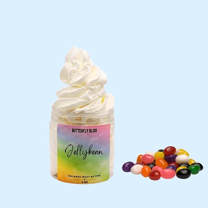 Jellybeans Whipped Body Butter – Fruity Candy Scented Moisturizer – Shea, Mango & Coconut Oils – Vegan, Paraben-Free Sweet Skincare Gift – 4 oz Jar
