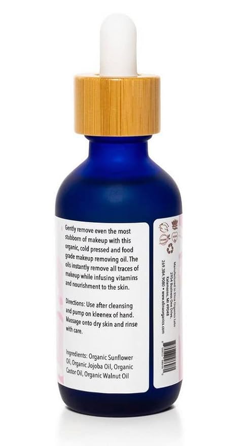Makeup Removing & Cleansing Oil 2oz – Organic Cold-Pressed Formula with Sunflower, Jojoba, Castor & Walnut Oils – Gently Removes Waterproof Makeup