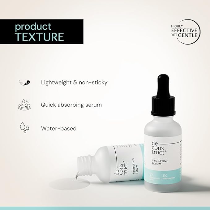 Deconstruct Hydrating Face Serum - 2% Hyaluronic Acid + 1% Niacinamide | Provides Intense Hydration | Face Serum For Oil-Free Moisturisation, Plump & Soft Skin | Beginner Friendly | 30ml