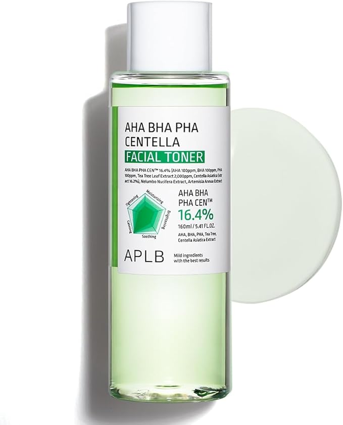 APLB AHA BHA PHA Centella Facial Toner | AHA BHA PHA CEN™ 16.4% 5.41 FL.OZ/Korean Skincare, Exfoliant, Replenishing Moisture, Revitalize for Gentle and Improve Skin Texture