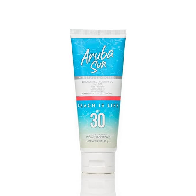 Reef Friendly Mineral Sunscreen SPF 30 Lotion - 3oz | Chemical-Free Reef Safe Sunscreen | Broad Spectrum Protection with Titanium Dioxide & Zinc Oxide | Water Resistant up to 80 Minutes