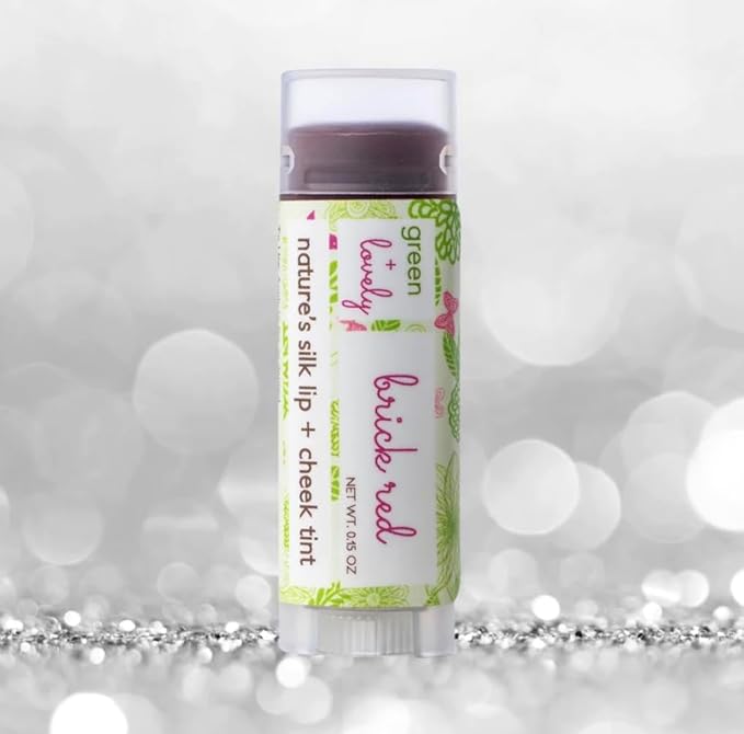Green Cheek Nature's Silk Lip Balm, Organic (Brick Red Lip Tint, 1-tube single)