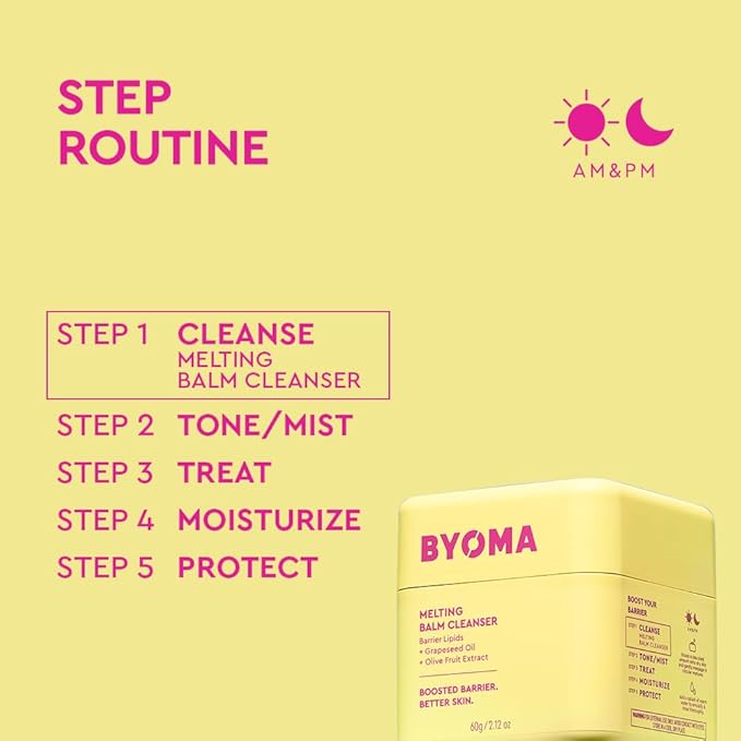 BYOMA Melting Balm Facial Cleanser - Buttery Soft Cleansing Balm for Skin Barrier Repair - Tri-Ceramide Face Wash for Sensitive Skin & All Skin Types - Deeply Hydrated Skin, No Oily Residue - 2.12 oz