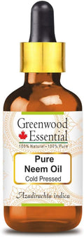 Greenwood Essential Neem Oil (Azadirachta Indica) with Glass Dropper | Cold Pressed | Natural | Undiluted | for Diluting Essential Oils | for Skin & Massage | Men & Women | 30ml (1 oz)