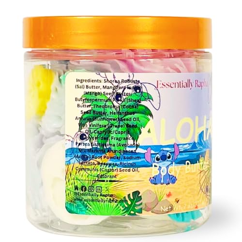 Aloha Body Butter, 7 Ounce Butter Rich Moisturizer with Mango, Sal, Shea Butter, Grapeseed and Coconut Oil. Tropical Scent with Coconut. Long Lasting Moisturizer, Age 7+