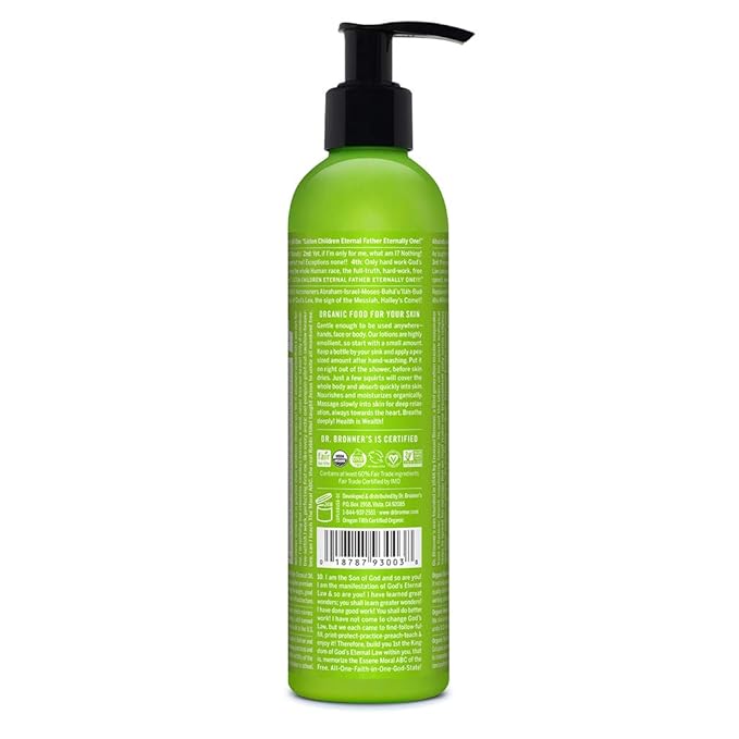 Dr. Bronner's Organic Lotion (Patchouli Lime, 8 Ounce) – Organic Moisturizer for Hands, Face & Body – Vegan, Non-GMO