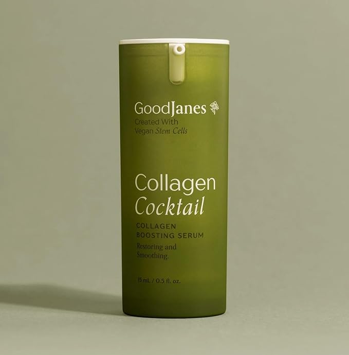 GoodJanes Collagen Cocktail Boosting Serum with Vegan Collagen, Vitamin C, Niacinamide & Copper Peptides – Plant-Based Stem Cell Treatment for Radiant, Firm-Looking Skin, 0.5 oz