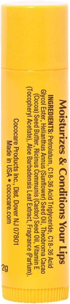 Cococare Cocoa Butter Lip Balm - The Little Yellow Stick - Conditions & Protects Lips with Hydrating Formula - Light Scent of Cocoa Butter - 0.15oz (24 Sticks)