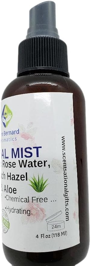 Organic Rosewater and Witch Hazel Toner Facial Mist with Aloe - Alcohol Free | 4 Oz