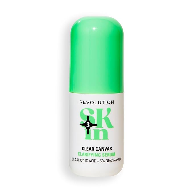 Revolution Skin, Clear Canvas 5% Niacinamide & 2% Salicylic Acid Clarifying Face Serum, Helps Even Skin Tone, Vegan & Cruelty-Free, 1.01 fl oz