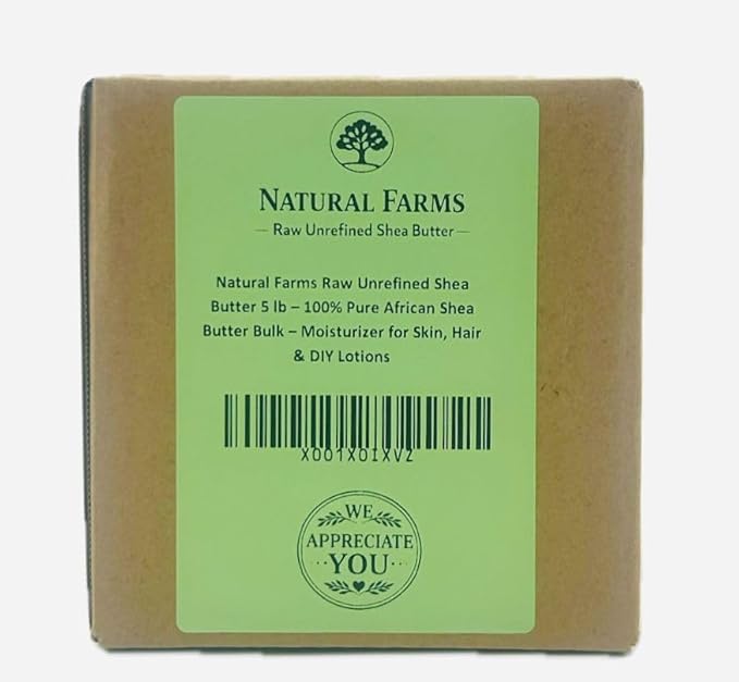 Natural Farms Bulk Ivory Raw Unrefined Shea Butter 5lb from Ghana, Africa