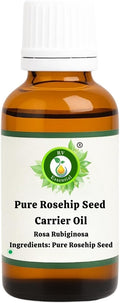 R V Essential Rosehip Seed Oil | Rosa Rubiginosa | for Face, Skin Care, Hair Care, Scalp Massage, Body Massage, Skin Moisturizer | 100% Pure Natural | Cold Pressed | 15ml | 0.507oz