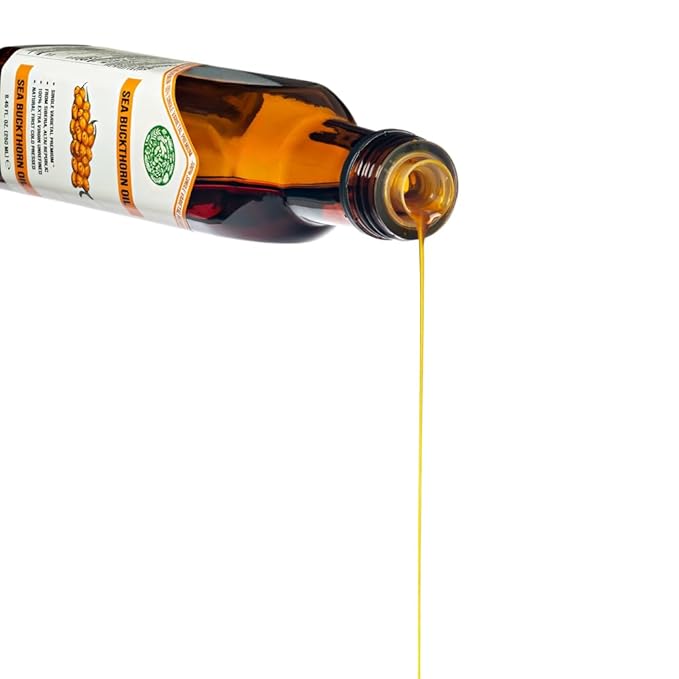 Siberian Green Sea Buckthorn Oil – 250ml Single Varietal Seed and Berry Oil – Extra Virgin Unrefined Cold Pressed Ideal for Cooking Salads Cosmetics Skin Care