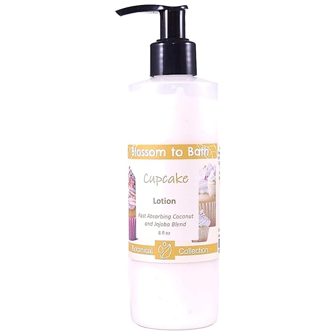 Blossom to Bath Cupcake Lotion (8 Ounce) - Natural Fragrance - Absorbs Quickly with a Rich Vanilla Scent