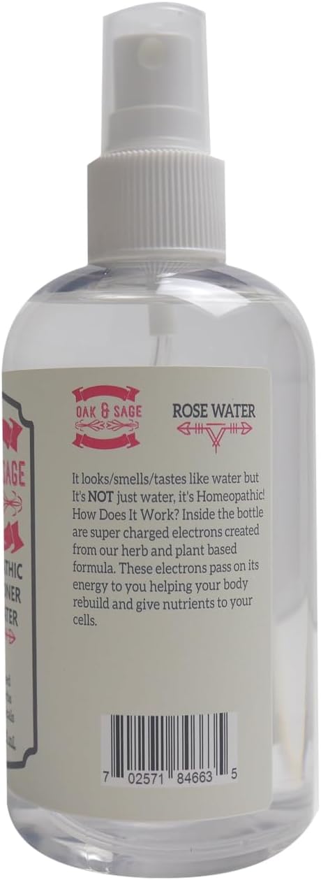 OAK & SAGE Homeopathic Facial Toner Rose Water - Unscented - 8oz - 100% Herbs, No Alcohol, No Chemicals - for All Skin Types