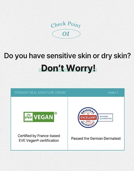 freemay Real Moisture Cream Set (100ml + 30ml), Korean Face Moisturizer for Hydration & Soothing, Vegan, Lightweight, Sensitive Skin Friendly