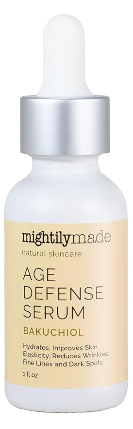 Age Defense Face Serum with Bakuchiol (Retinol Alternative), 100% Natural Oils, Anti-Aging, Reduce Wrinkles, Fine Lines, Dark Spots, and Tighten Skin,1 fl oz