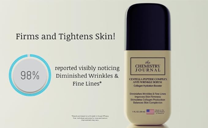 Centella Peptide Complex Anti Wrinkle Serum - Powerful Evening Collagen Hydration Booster, Anti Aging Serum, Tightens Skin, Reduces Fine Lines & Wrinkles. Made in the USA.