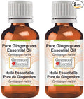 Greenwood Essential Pure Gingergrass Essential Oil (Cymbopogon martinii) Steam Distilled (Pack of Two) 15ml X 2 (1 oz)