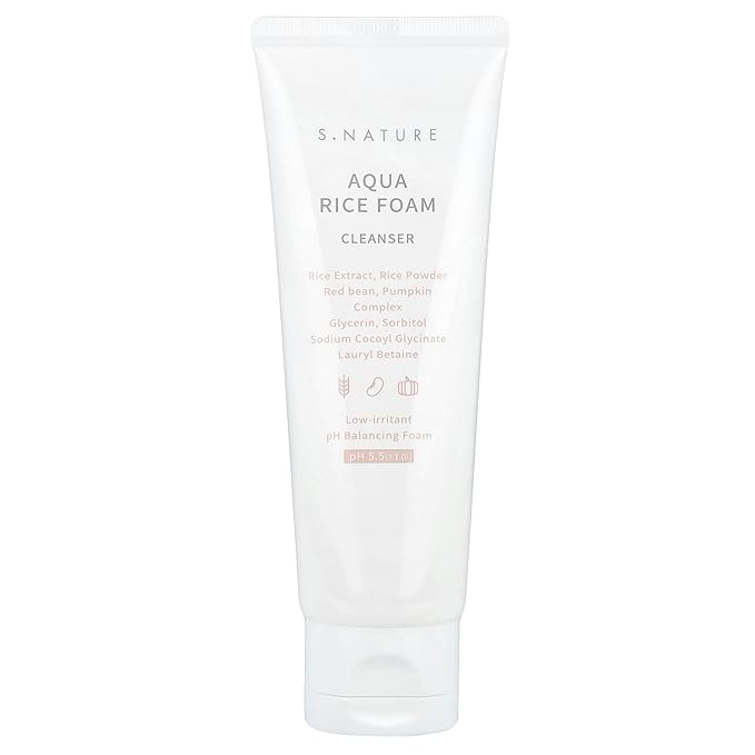 S.NATURE AQUA RICE FOAM CLEANSER | Facial Cleanser, Rice Extract Rice Powder Cleanser with Mild Cleansing, Glycerin,Vegan, Face Wash, Korean Skincareㅣ 80ml 2.7 Fl Oz