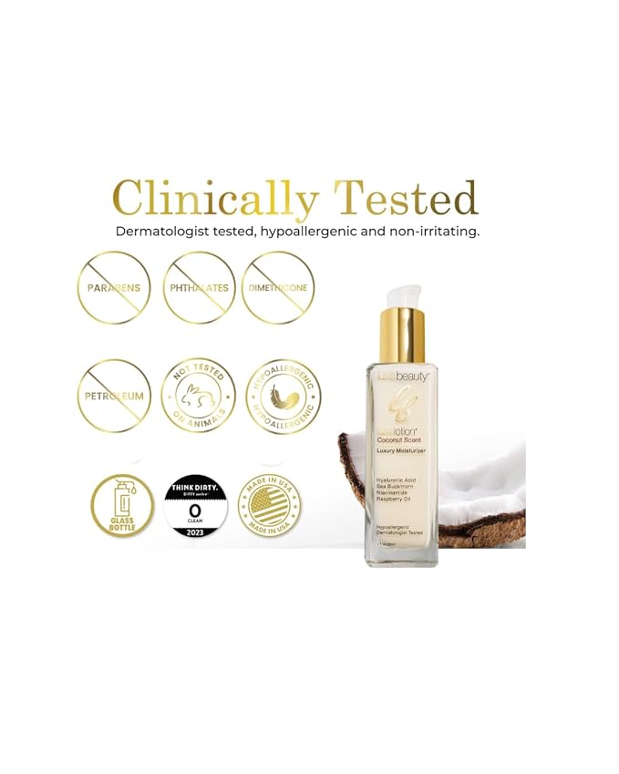 Luxe Lotion is Non-Greasy Hyaluronic Acid Moisturizer – Coconut-Scented Lotion, Silicone-Free, No Fillers – With Organic and Plant-Based Ingredients - Anti-Aging Hydrating Facial Cream