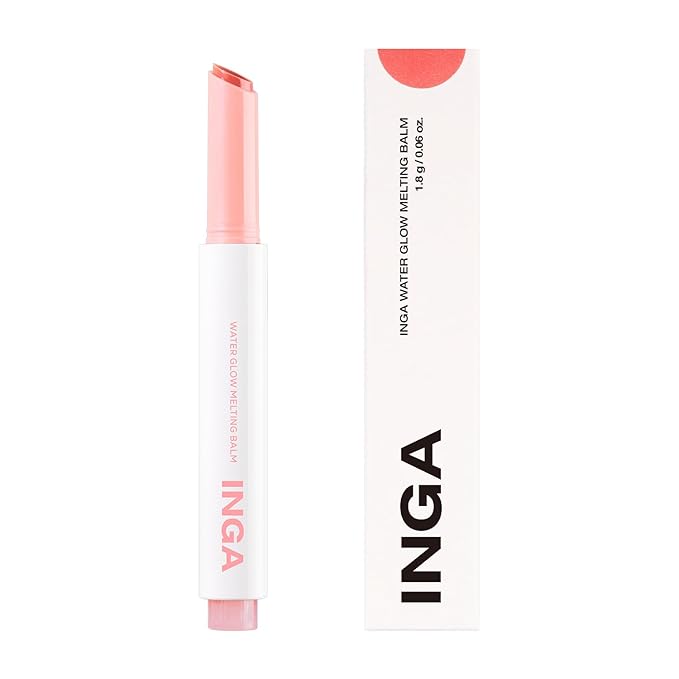 INGA Water Glow Melting Balm - Hydrating Tinted Lip Balm with Soft, Melt-On Texture, Natural Sheer, Glass-Like Finish with Non-Sticky, Lightweight Comfort (Lychee Juice)